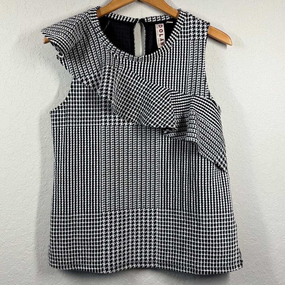 Women's Anthropologie Dolan Sleeveless Black White Checkered Top Size M